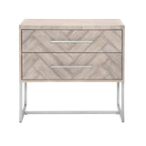 Two Drawers Nightstand, Natural Gray