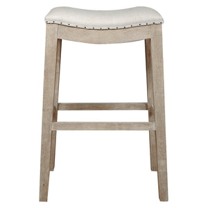 Benzara Upholstered Barstool, Stone Wash Brown BM174233 Brown Wood and Fabric BM174233