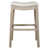 Benzara Upholstered Barstool, Stone Wash Brown BM174233 Brown Wood and Fabric BM174233