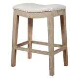 Benzara Upholstered Counter Stool, Stone Wash Brown BM174236 Brown Wood and Fabric BM174236