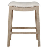 Benzara Upholstered Counter Stool, Stone Wash Brown BM174236 Brown Wood and Fabric BM174236