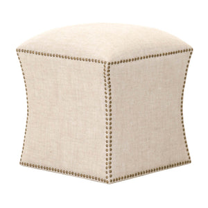 Benzara Fully Upholstered Ottoman, Bisque Cream BM174252 Cream Wood and Fabric BM174252