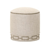 Benzara Fully Upholstered Round Ottoman, Bisque Cream BM174254 Cream Wood and Fabric BM174254