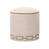 Fully Upholstered Round Ottoman, Bisque Cream