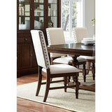 Benzara Wooden Chair With Gorgeous Turned Legs, Cream & Brown, Set of 2 BM174365 Cream, Brown Wood Fabric BM174365