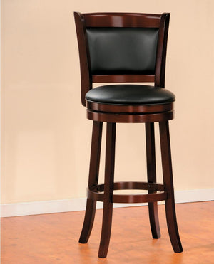 Benzara Pub Chair With Wooden Frame In Cherry Brown BM174376 Brown Wood BM174376