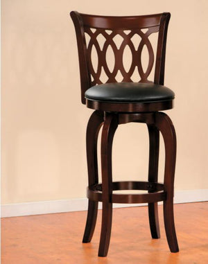 Benzara Wooden Pub Chair With Padded Upholstery In Cherry Brown BM174378 Brown Wood BM174378