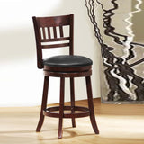 Benzara Counter Height Chair In Dark Cherry Brown BM174379 Brown Wood BM174379