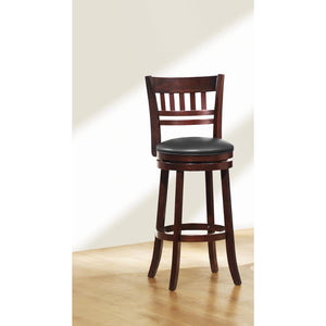 Benzara Wooden Pub Chair With Slatted Back In Dark Cherry Brown BM174380 Brown Wood BM174380