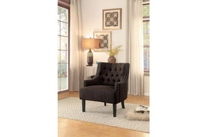 Benzara Accent Chair With Nail Head Detail In Brown BM174392 Brown Wood and Fabric BM174392