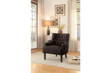 Benzara Accent Chair With Nail Head Detail In Brown BM174392 Brown Wood and Fabric BM174392