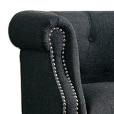 Benzara Nail Head Trim Accent Chair In Wood Gray BM174403 Gray Wood and Fabric BM174403
