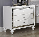 Benzara Wooden Night Stand With 3 Drawers In White BM174456 White Wood BM174456