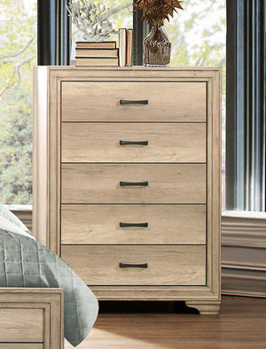 Benzara Natural Tone Wooden Chest With 5 Drawers In Brown BM174467 Brown Wood BM174467