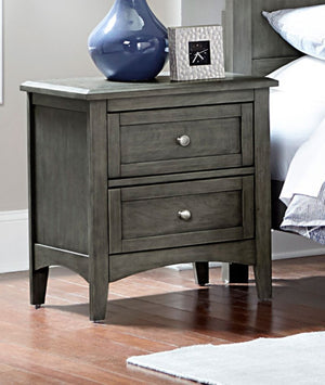 Benzara 2 Drawers Wooden Night Stand with Flared Legs Gray BM174476 Gray Wood BM174476