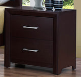 Benzara Wooden Night Stand with 2 Drawers Espresso Brown BM174480 Brown Wood BM174480