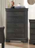 Benzara 5 Drawers Chest In Wood Dark Gray BM174485 Gray Wood BM174485