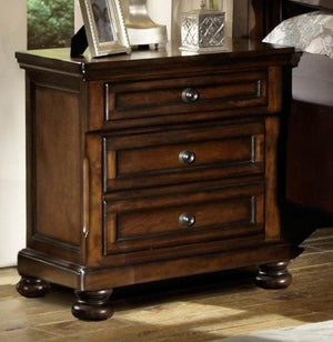 Benzara Wooden Night Stand with 3 Drawers Brown BM174488 Brown Wood BM174488