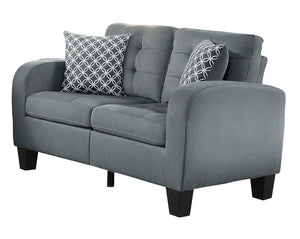 Benzara Contemporary Wood Love Seat With Tufted Upholstery, Sand Gray Finish BM175932 Gray Wood Fabric BM175932