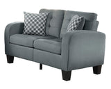 Contemporary Wood Love Seat With Tufted Upholstery, Sand Gray Finish