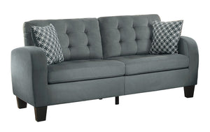 Benzara Contemporary Tufted Polyester Sofa With 2 Pillows, Sand Gray Finish BM175933 Gray Wood Fabric BM175933