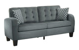 Contemporary Tufted Polyester Sofa With 2 Pillows, Sand Gray Finish