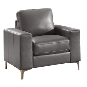 Benzara Contemporary Leatherette Cushioned Chair With Chrome Finish Legs, Gray BM175934 Gray Wood Leatherette BM175934