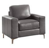 Contemporary Leatherette Cushioned Chair With Chrome Finish Legs, Gray