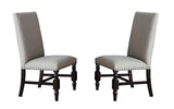 Benzara Wood & Fabric Dining Side Chair with Nail head Trim, Neutral Grey (Set Of 2) BM175967 Neutral Grey Wood & Fabric BM175967