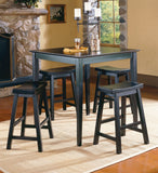 Benzara Wooden 5-Piece Counter Height Dining Set of Table & Stool, Black BM175974 Black Wood BM175974