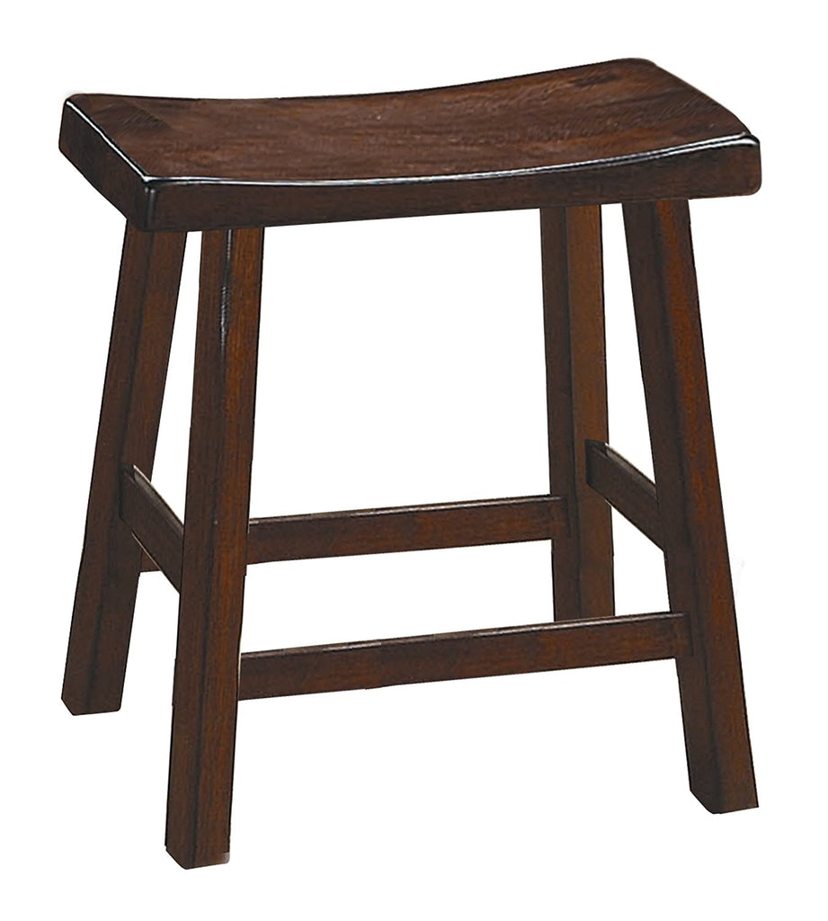 Benzara Wooden 18" Counter Height Stool with Saddle Seat, Warm Cherry Brown, Set Of 2 BM175979 Brown Wood BM175979