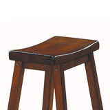 Benzara Wooden 24" Counter Height Stool with Saddle Seat, Warm Cherry Brown, Set Of 2 BM175980 Brown Wood BM175980