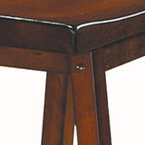 Benzara Wooden 24" Counter Height Stool with Saddle Seat, Warm Cherry Brown, Set Of 2 BM175980 Brown Wood BM175980