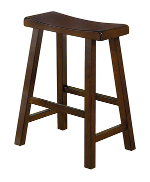 Benzara Wooden 24" Counter Height Stool with Saddle Seat, Warm Cherry Brown, Set Of 2 BM175980 Brown Wood BM175980