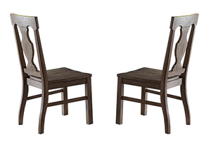 Benzara Wooden Dining Side Chairs With Fiddle Back, Brown, Set Of 2 BM176297 Brown Wood BM176297