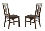 Benzara Wooden Dining Side Chairs With Fiddle Back, Brown, Set Of 2 BM176297 Brown Wood BM176297