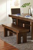 Benzara Wooden Dining Side Bench With Unique Cut-Away Trestle Base, Walnut Brown BM176321 Brown Wood BM176321