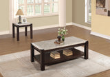 Benzara Wooden Coffee Table With Marble Top , Dark Cherry Brown BM176344 Dark  Brown Wood & Marble BM176344