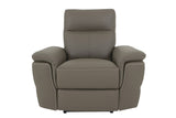 Benzara Leather Upholstered Power Recliner Chair With Plush Arms, Raisin Gray BM176400 Gray Wood Leather BM176400