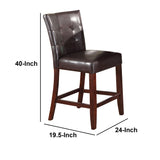Benzara Leather Upholstered Wooden Counter Height Chair, Brown, Set Of 2 BM177544 Brown Wood & Leather BM177544