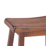 Benzara Wooden Stools With Saddle Seat, Walnut Brown, Set of 2 BM177547 Brown Wood BM177547