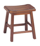 Wooden Stools With Saddle Seat, Walnut Brown, Set of 2