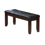 Benzara Leather Upholstered Wooden Bench With Tufted Seat, Espresso Brown & Black BM177548 Brown & Black Wood & Leather BM177548