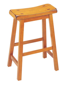 Benzara Wooden Counter Height Stools With Saddle Seat, Oak Brown, Set of 2 BM177563 Brown Wood BM177563