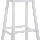 Benzara Wooden Bar Height Stools With Saddle Seat, White (Set of 2) BM177572 White Wood BM177572