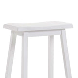 Benzara Wooden Bar Height Stools With Saddle Seat, White (Set of 2) BM177572 White Wood BM177572