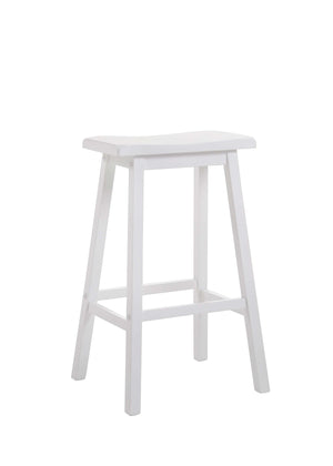 Benzara Wooden Bar Height Stools With Saddle Seat, White (Set of 2) BM177572 White Wood BM177572