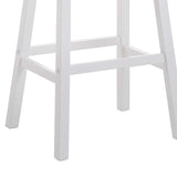 Benzara Wooden Bar Height Stools With Saddle Seat, White (Set of 2) BM177572 White Wood BM177572