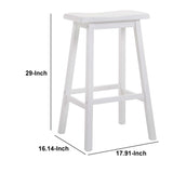 Benzara Wooden Bar Height Stools With Saddle Seat, White (Set of 2) BM177572 White Wood BM177572