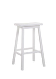 Benzara Wooden Bar Height Stools With Saddle Seat, White (Set of 2) BM177572 White Wood BM177572